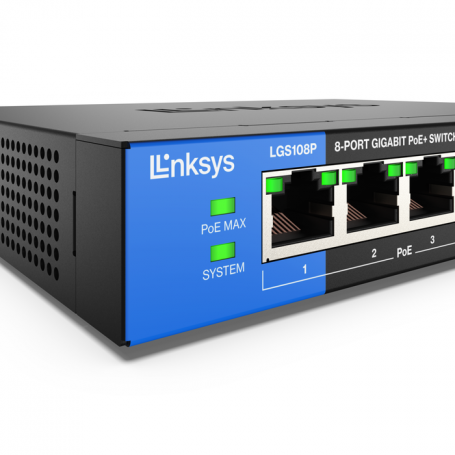 Switch Gigabit PoE de escritorio para empresas de 8 puertos Linksys LGS108P