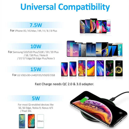 Cargador inalámbrico rápido de 15 W con tecnología QC 3.0